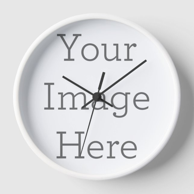 Wall Clock, 10" Round White Wooden Frame (Front)