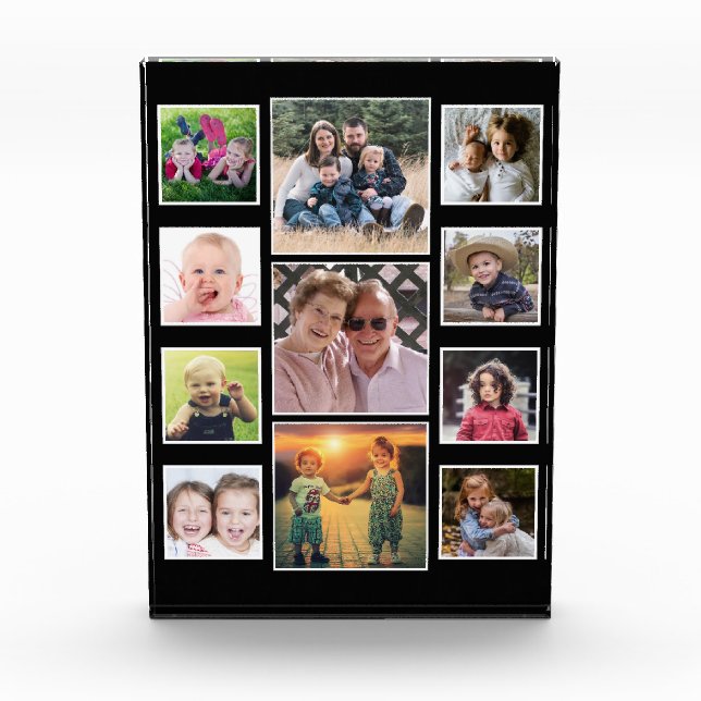 Create Your Own 11 Family Photo Collage Black Block (Front)