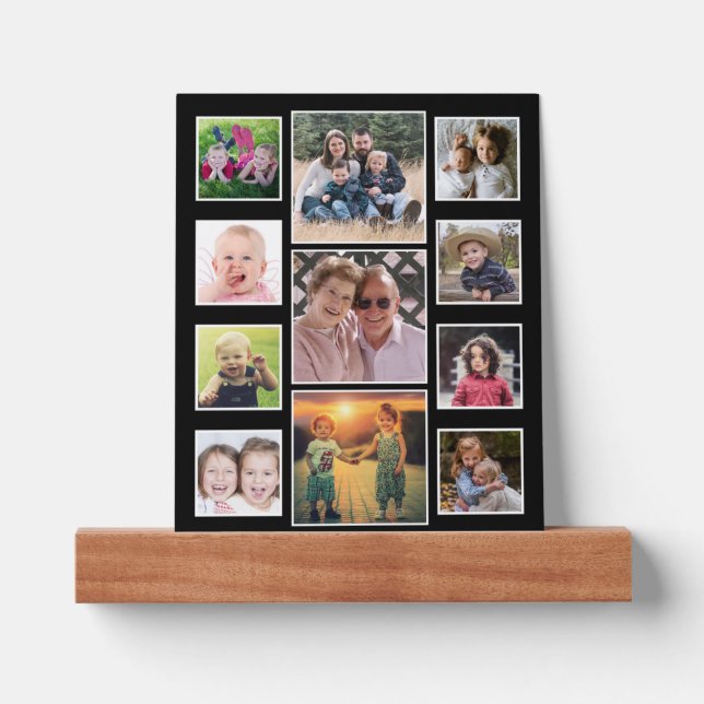 Create Your Own 11 Family Photo Collage Black Picture Ledge (Front)