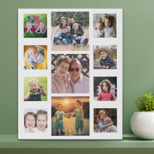 Create Your Own 11 Family Photo Collage White Faux Canvas Print