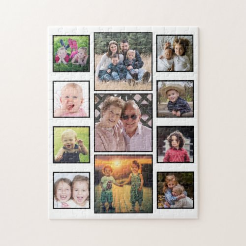 Create Your Own 11 Family Photo Collage White Jigsaw Puzzle