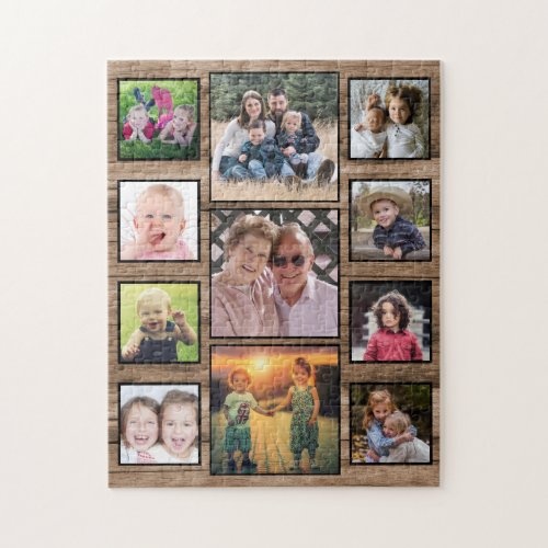 Create Your Own 11 Family Photo Collage Wood Jigsaw Puzzle