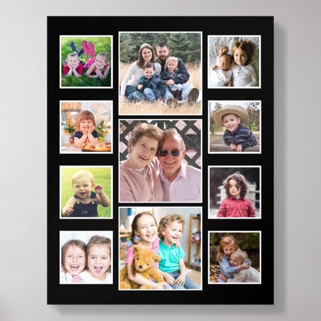 Create Your Own 11 Photo Collage  Black Acrylic Photo Tile (Front Set)