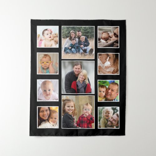 Create Your Own 11 Photo Collage Black Tapestry