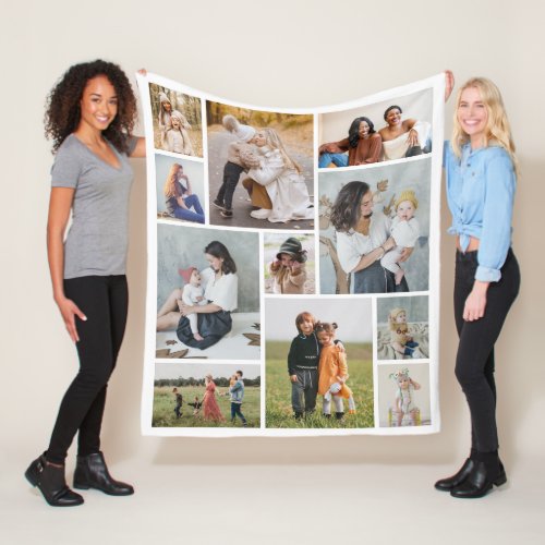 Create Your Own 11 Photo Collage Fleece Blanket