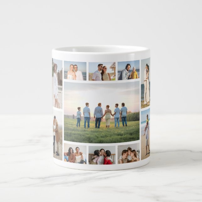 Create Your Own 11 Photo Collage Giant Coffee Mug (Front)