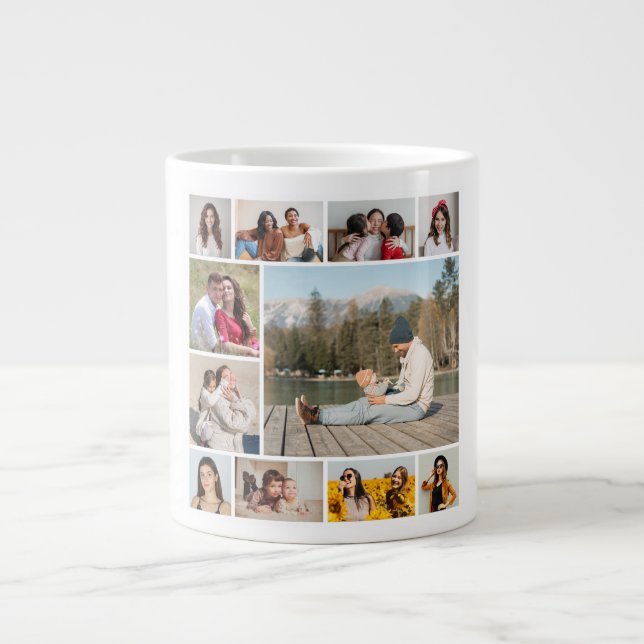 Create Your Own  11 Photo Collage Giant Coffee Mug (Front)