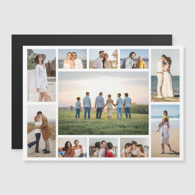 Create Your Own 11 Photo Collage Magnetic Card (Front/Back)