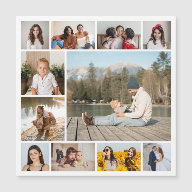 Create Your Own 11 Photo Collage Magnetic Card (Front)