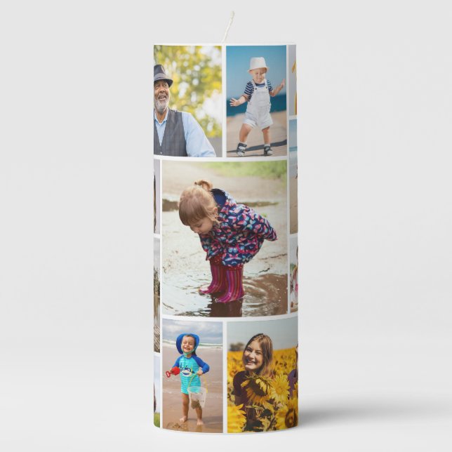 Create Your Own 11 Photo Collage Pillar Candle (Front)