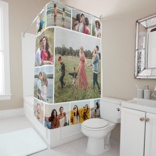 Create Your Own  11 Photo Collage Shower Curtain