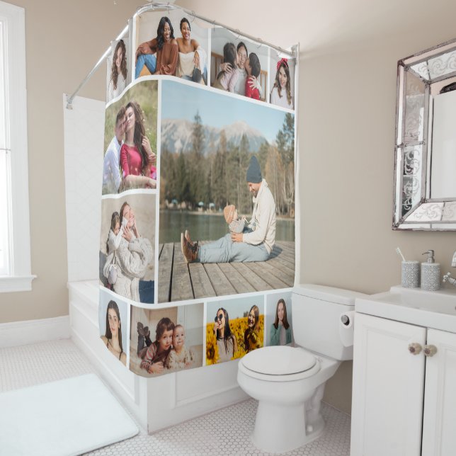 Create Your Own  11 Photo Collage Shower Curtain (In Situ)