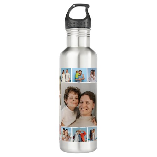 Create Your Own 11 Photo Collage Stainless Steel Water Bottle
