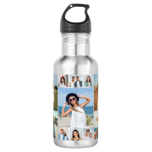 Create Your Own 11 Photo Collage Stainless Steel Water Bottle