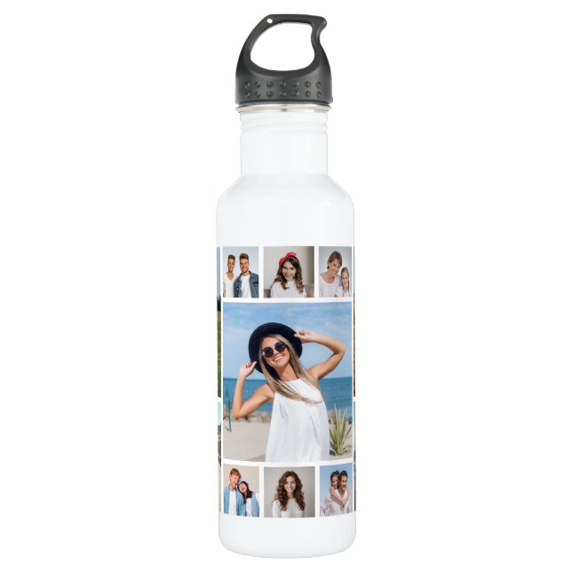 Create Your Own 11 Photo Collage Stainless Steel Water Bottle (Front)