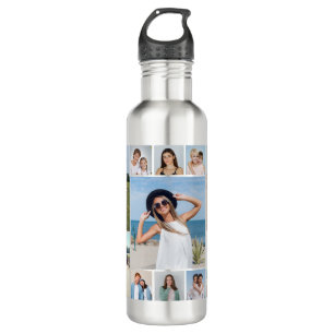 Create Your Own 11 Photo Collage Stainless Steel Water Bottle