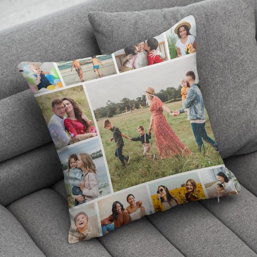 Create Your Own 11 Photo Collage  Throw Pillow