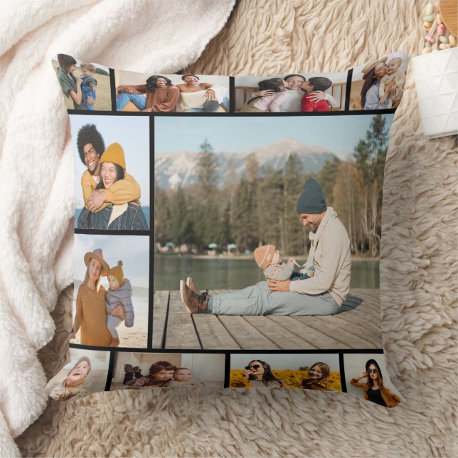 Create Your Own 11 Photo Collage  Throw Pillow (Blanket)