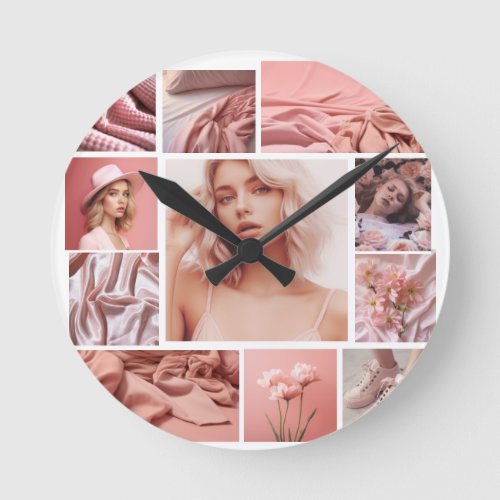 Create Your Own 11 Photo Collage Throw Pillow Round Clock
