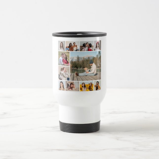 Create Your Own  11 Photo Collage Travel Mug (Center)