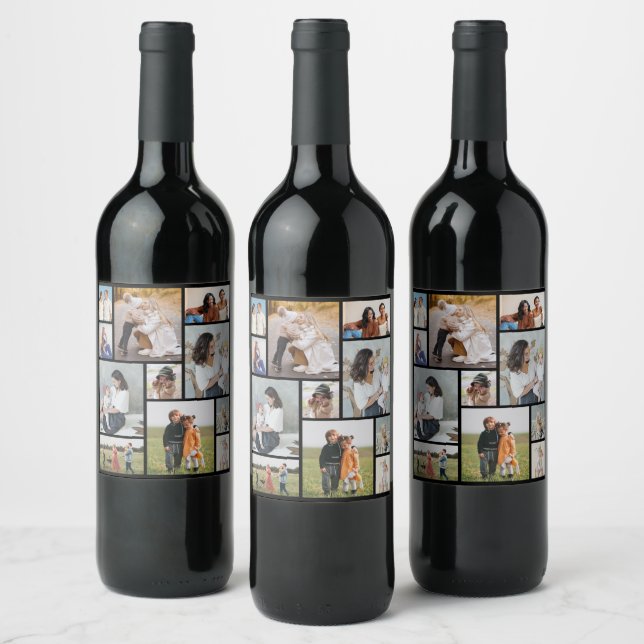 Create Your Own 11 Photo Collage Wine Label (Bottles)
