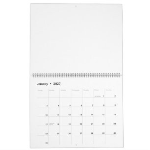 Create Your Own 11" x 14.25" Two Page Large Black Calendar
