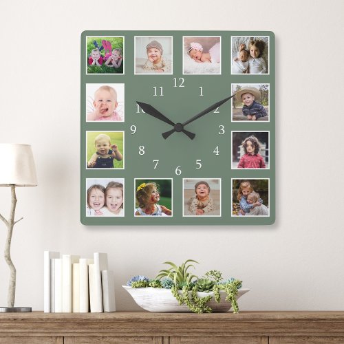 Create Your Own 12 Family Photo Collage  Green 
