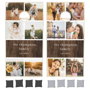 Create Your Own 12 Family Photo with Name Cornhole Set