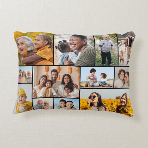 Create Your Own 12 Photo Collage  Accent Pillow