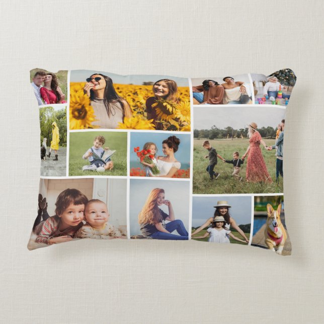 Create Your Own 12 Photo Collage Accent Pillow (Back)