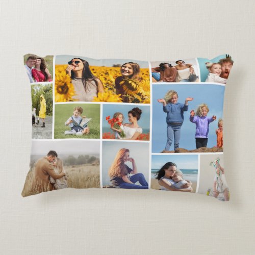 Create Your Own 12 Photo Collage Accent Pillow
