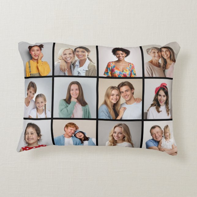 Create Your Own 12 Photo Collage Accent Pillow (Back)