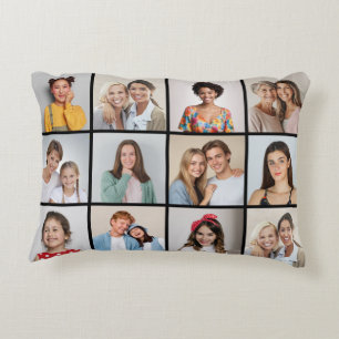Create Your Own 12 Photo Collage Accent Pillow