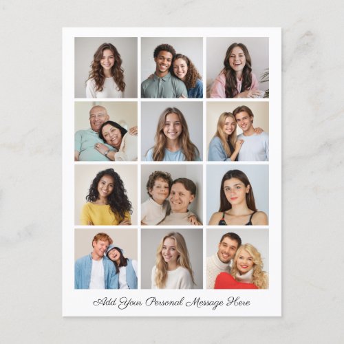 Create Your Own 12 Photo Collage Add Your Greeting Postcard