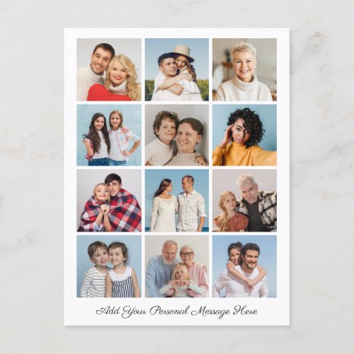 Create Your Own 12 Photo Collage Add Your Greeting Postcard
