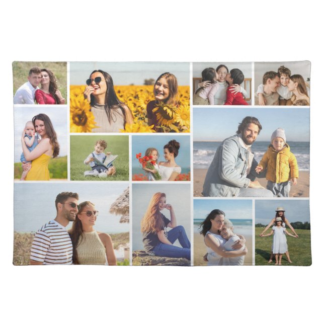Create Your Own 12 Photo Collage Cloth Placemat (Front)