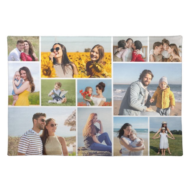 Create Your Own 12 Photo Collage Cloth Placemat (Front)
