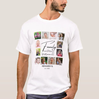 Create Your Own 12 Photo Collage Family Name Quote T-Shirt