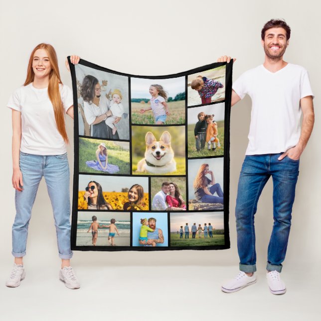 Create Your Own 12 Photo Collage Fleece Blanket (In Situ)