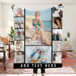 Create Your Own 12 Photo Collage Fleece Blanket<br><div class="desc">Personalized gift fleece blanket featuring a black background that can be changed to any color,  12 photos of your choice,  and a simple text template. Makes a unique gift for yourself,  family or friends.</div>