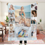 Create Your Own 12 Photo Collage Fleece Blanket<br><div class="desc">Create your very own personalized photo gift fleece blanket,  featuring a light blue background that can be changed to any color,  12 of your most favorite pictures,  and a simple text template for you to customize. This unique blanket makes a wonderful gift for yourself,  family or friends.</div>
