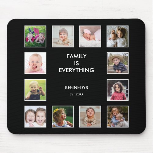 Create Your Own 12 Photo Collage Frame Black Mouse Pad