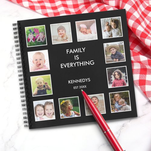 Create Your Own 12 Photo Collage Frame Black Notebook