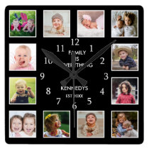 Create Your Own 12 Photo Collage Frame Black Square Wall Clock Create Your Own 12 Photo Collage Frame Black Square Wall Clock