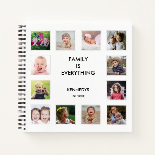 Create Your Own 12 Photo Collage Frame White Notebook