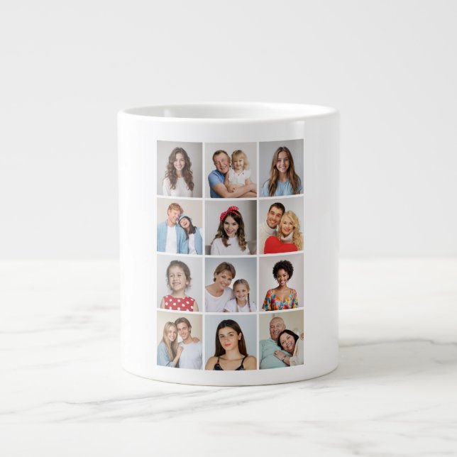 Create Your Own 12 Photo Collage Giant Coffee Mug (Front)
