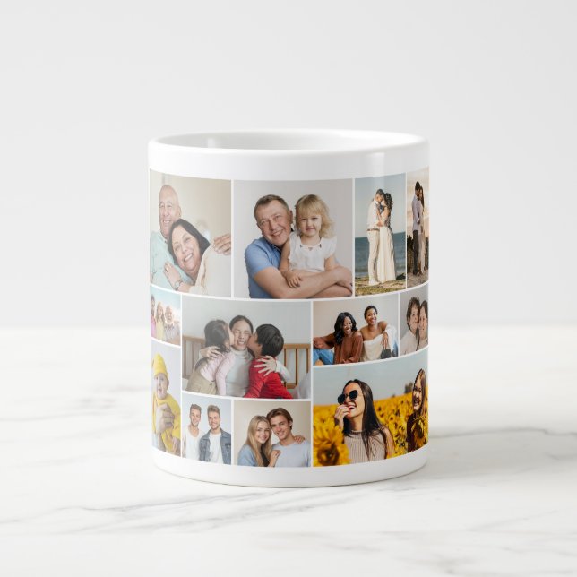 Create Your Own 12 Photo Collage  Giant Coffee Mug (Front)
