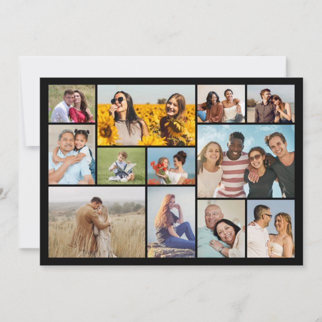 Create Your Own 12 Photo Collage Greeting Card (Front)