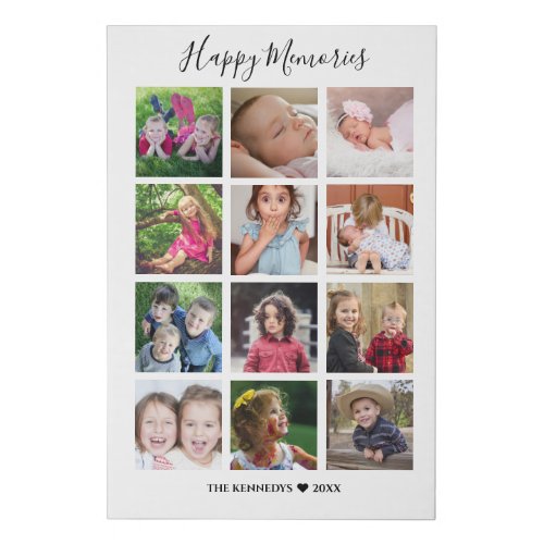 Create Your Own 12 Photo Collage Happy Family Faux Canvas Print