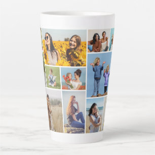 Create Your Own 12 Photo Collage Latte Mug